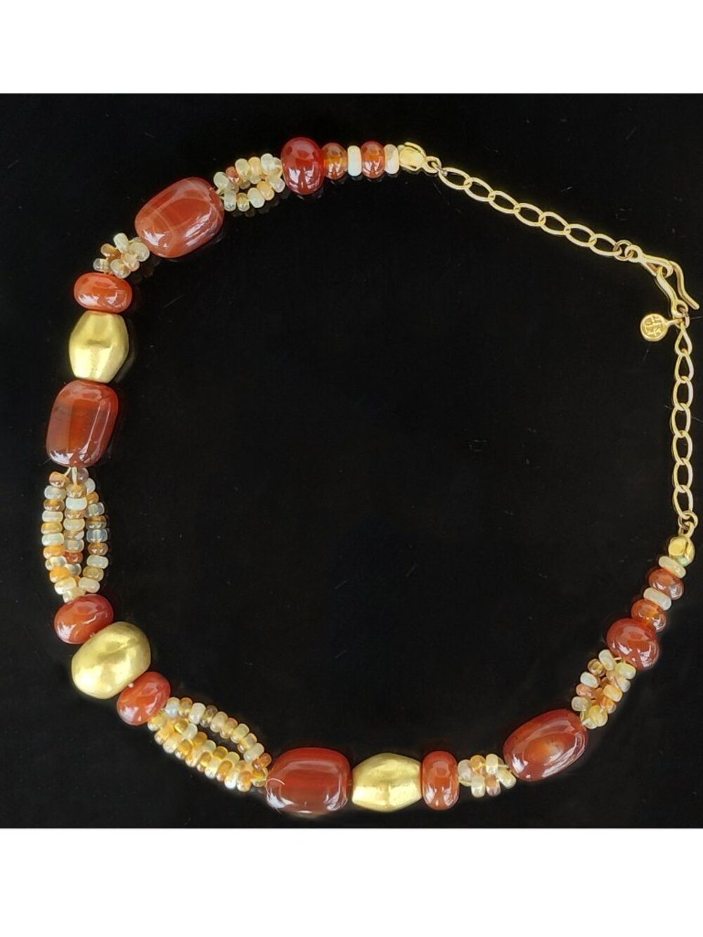 Vintage-Style Gold-Tone Natural Stone Necklace